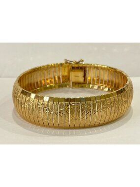 Vintage Italian 925 Sterling Silver Gold Vermeil Wide Omega Flex Bracelet 27.7g